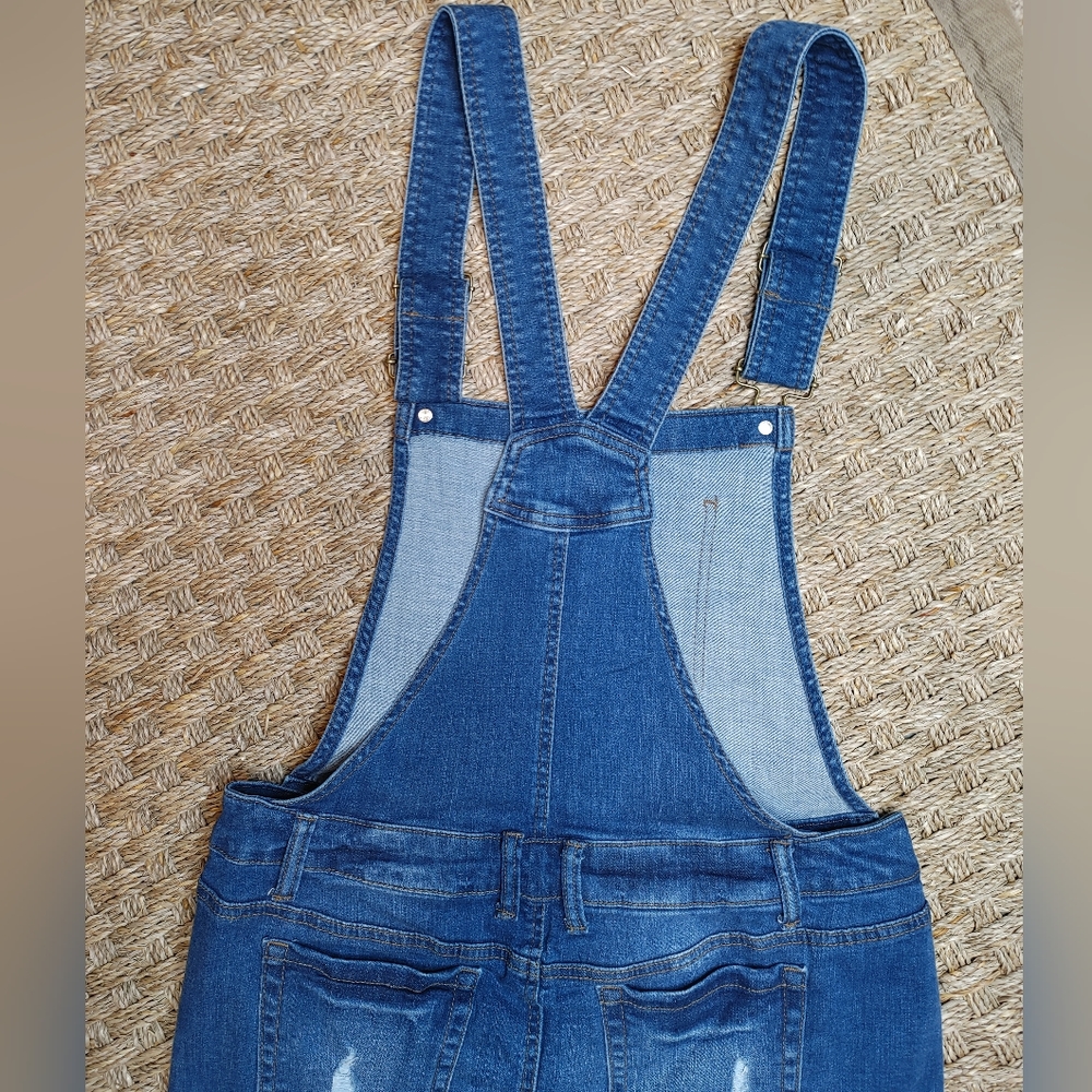 90's WAX JEAN DESTRUCTION WASH OVERALL DRESS L - Picture 6 of 10